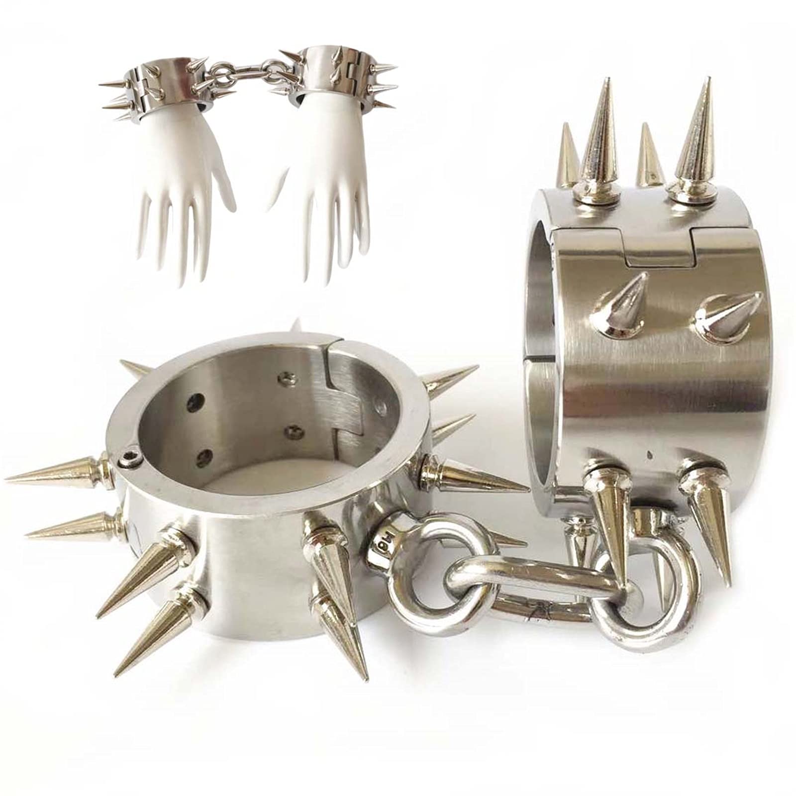 Manette in acciaio inossidabile Spiky Bondage Polsini da polso Fetish Slave Accessori erotici Manette con serratura Cosplay SM Tortura Giochi sessuali per adulti Giocattoli erotici per coppie,M