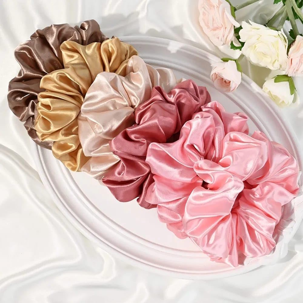 FASHION HUB STORE Premium Satin Silk Scrunchies Combo - 6-Pack | Same as  Image | 100% Silk Hair Accessories for Women, Girls, Mom, Sister | Soft and  ...