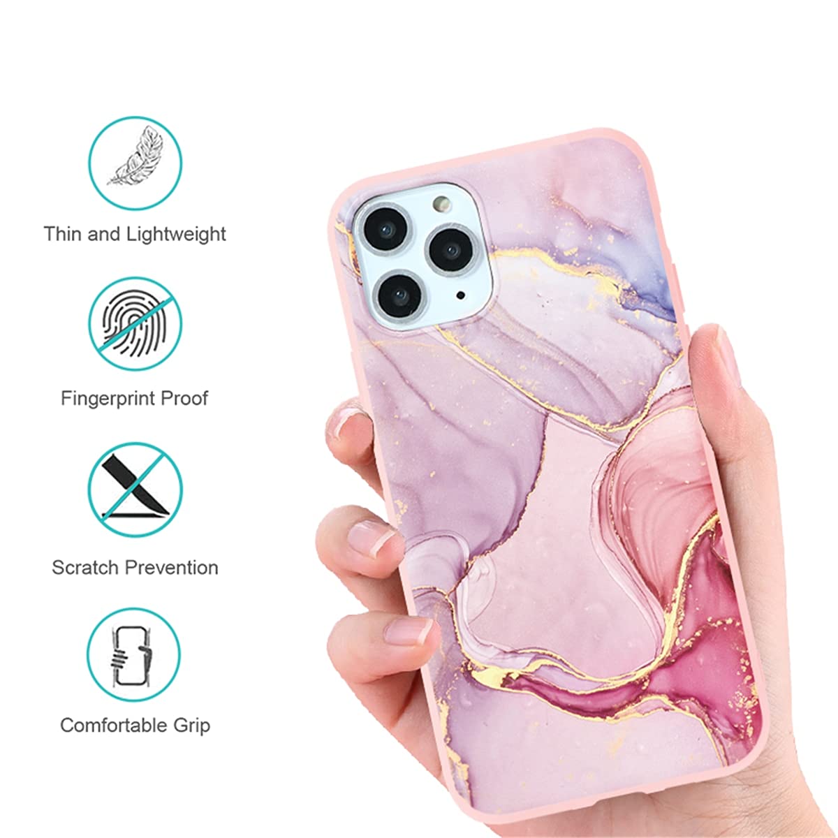 Yoedge 2 Pezzi per Apple iPhone 13 Pro Max Cover Marmo, Custodia Morbide Silicone con Disegni, Protettivo Opaco TPU Bumper Ultra Sottile Antiurto Case Marble per iPhone 13 Pro Max 6,7, Rosa & Bianca