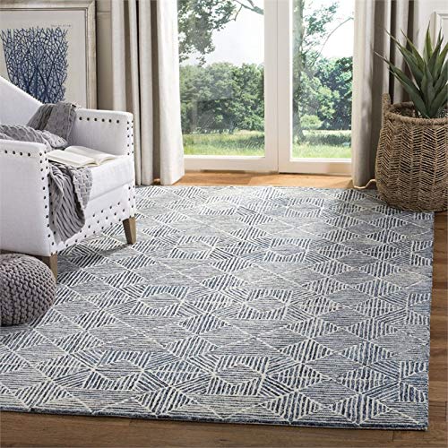 SAFAVIEH Abstract Collection Area Rug - 8' x 10', Blue & Ivory, Handmade Wool, Ideal for High Traffic Areas in Living Room, Bedroom (ABT763M) - Image 2
