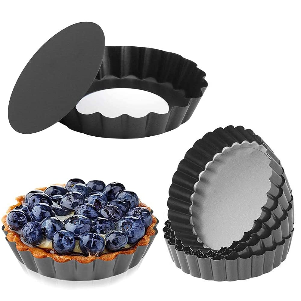 4 Pezzi Stampo Crostate, Antiaderente Teglia Crostata, Teglia Crostata, Teglia per Quiche Tartellette, Crostate al Cioccolato, Torte, Prodotti da Forno in Cucina Casalinga (12 cm / 4,72 Pollici)