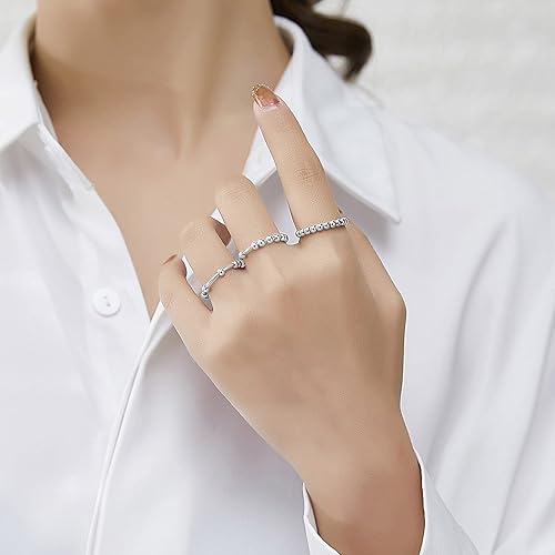 Miniatura 8 de Anillo de oro y plata para mujer, anillos antiansiedad para mujer, anillos para aliviar la ansiedad, tamaño 5-10 cuentas, anillo de ansiedad para