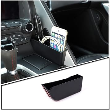 Shifter Storage Box for Chevrolet Corvette C7 2014 2015 2016 2017 2018 2019, Gear Shifter Console Side Storage Box, Center Console Side Tray Organizer Accessories, ABS