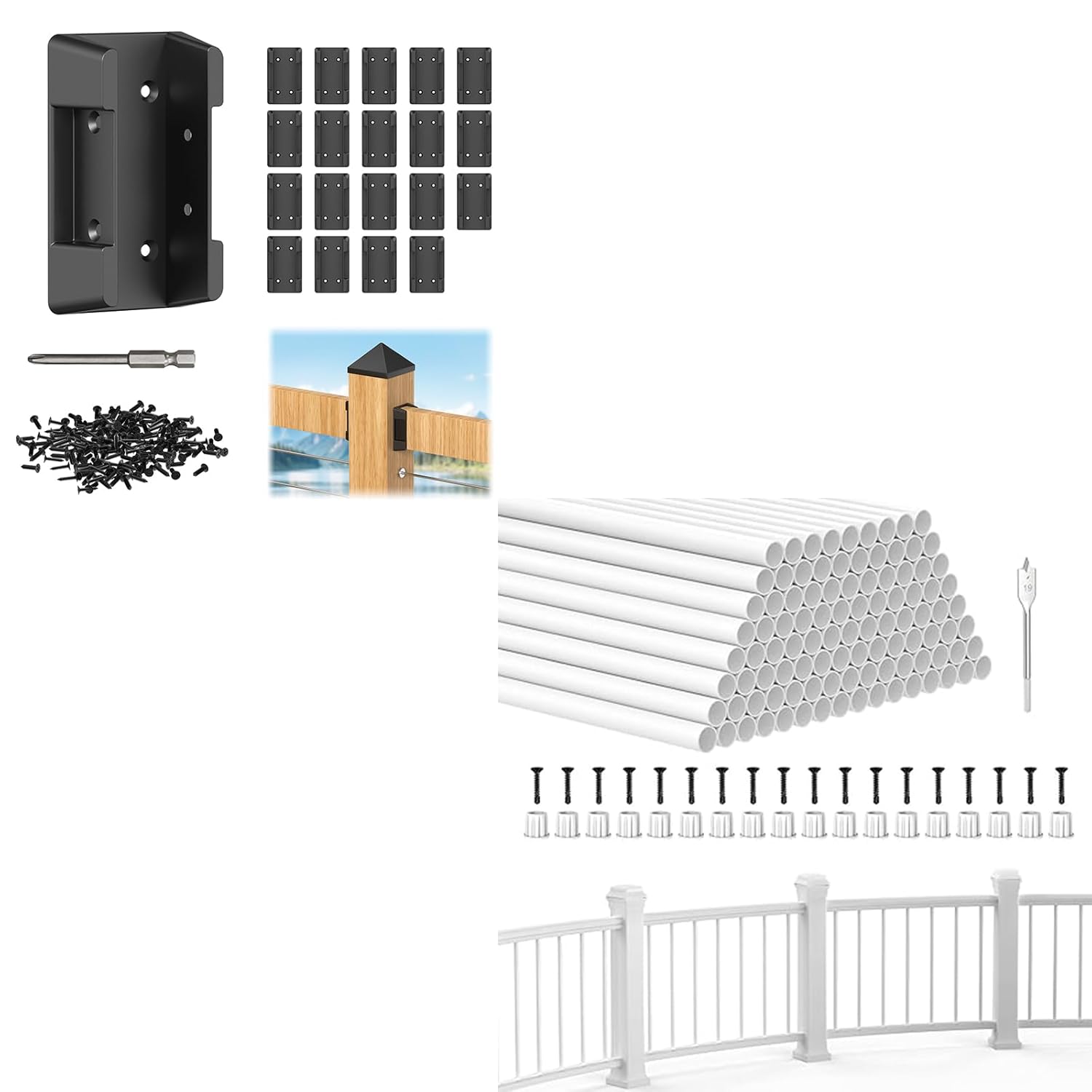 BLIKA 100 Pack 26" White Aluminum Deck Balusters and 20Pcs Deck Railing Brackets Connectors