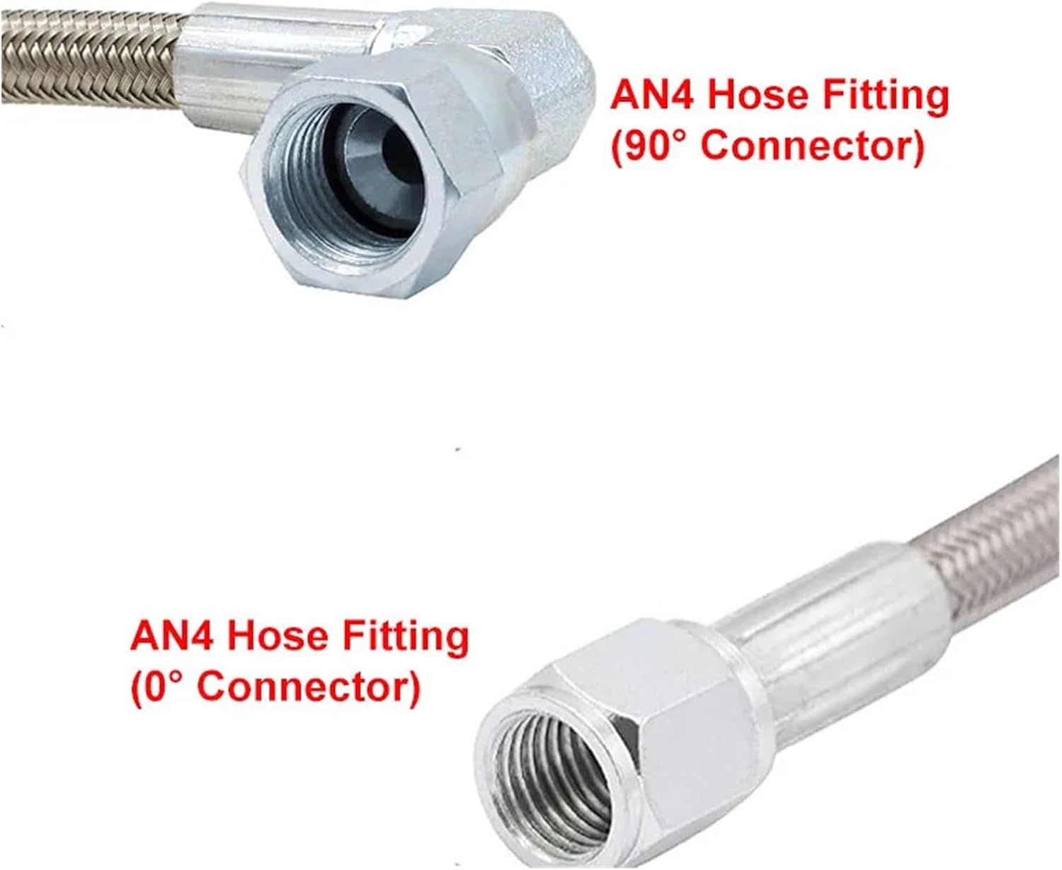 12" 24" 36" 48" 60" Turbo Oil Feed Line Universal AN4 90 Degree x Straight PTFE Stainless Steel Braided Turbine Oil Feed Pipe(AN4 24 inch)