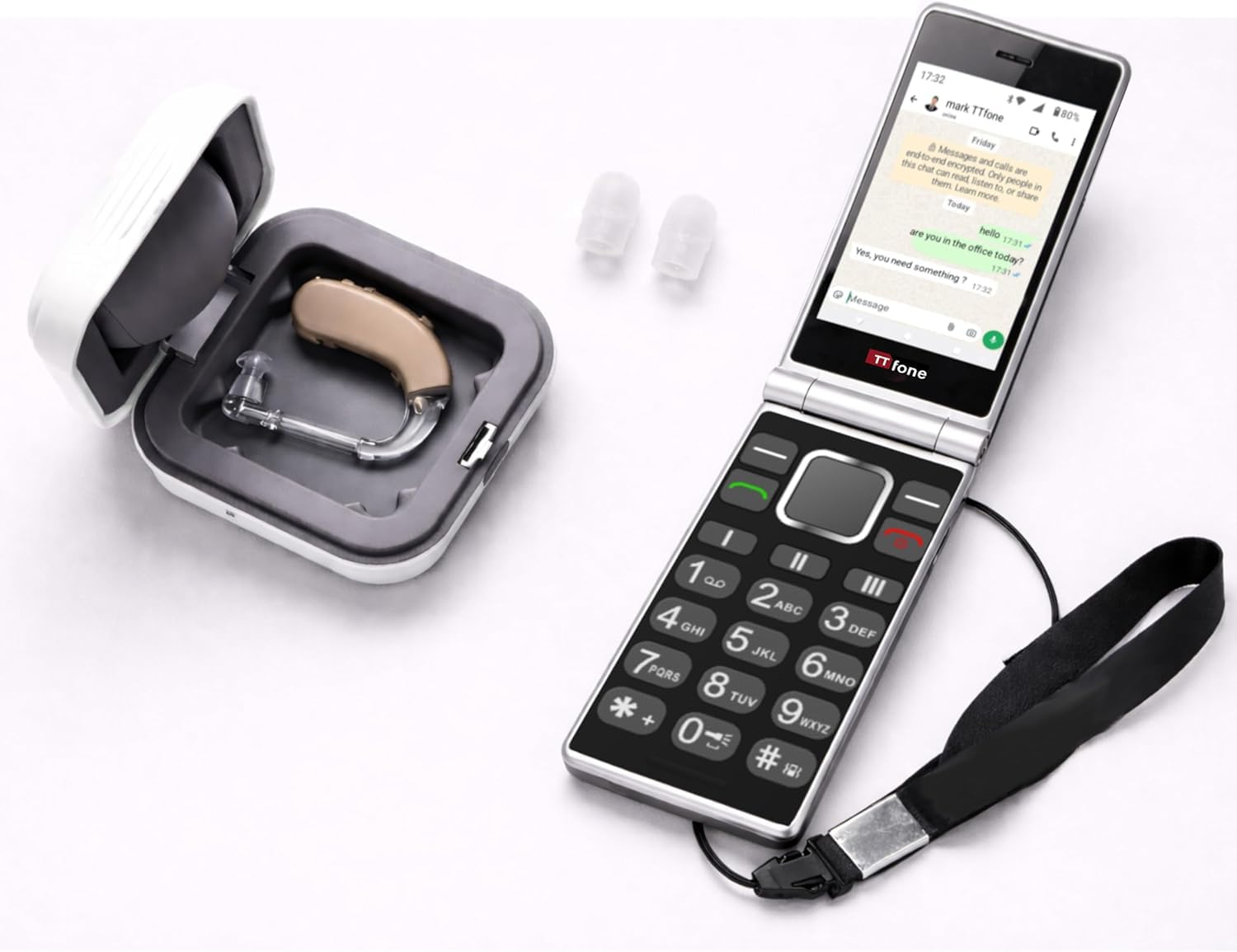 TTfone TT990 4G Klapphandy mit Android 14 (De-Googled), WhatsApp, 3,5" Touchscreen, SOS-Taste, große Tasten, 64GB
