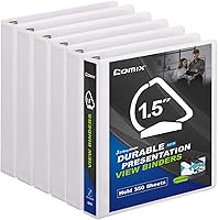 Vista 1 de Comix Carpetas resistentes de anillos en D de 1.5 pulgadas, carpeta de 3 anillos de 1.5 pulgadas con cubierta de visión transparente, 0.094 in