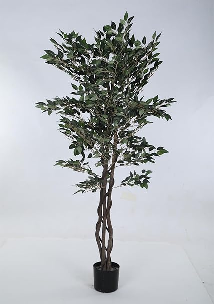 Home Bloom Artificial Ficus Tree,6FT Tall Fake Plant Faux Ficus Plants for Indoor,Natural Fake Tree,Artificial Silk Plants for Office Home Living Room Floor (Green-A)