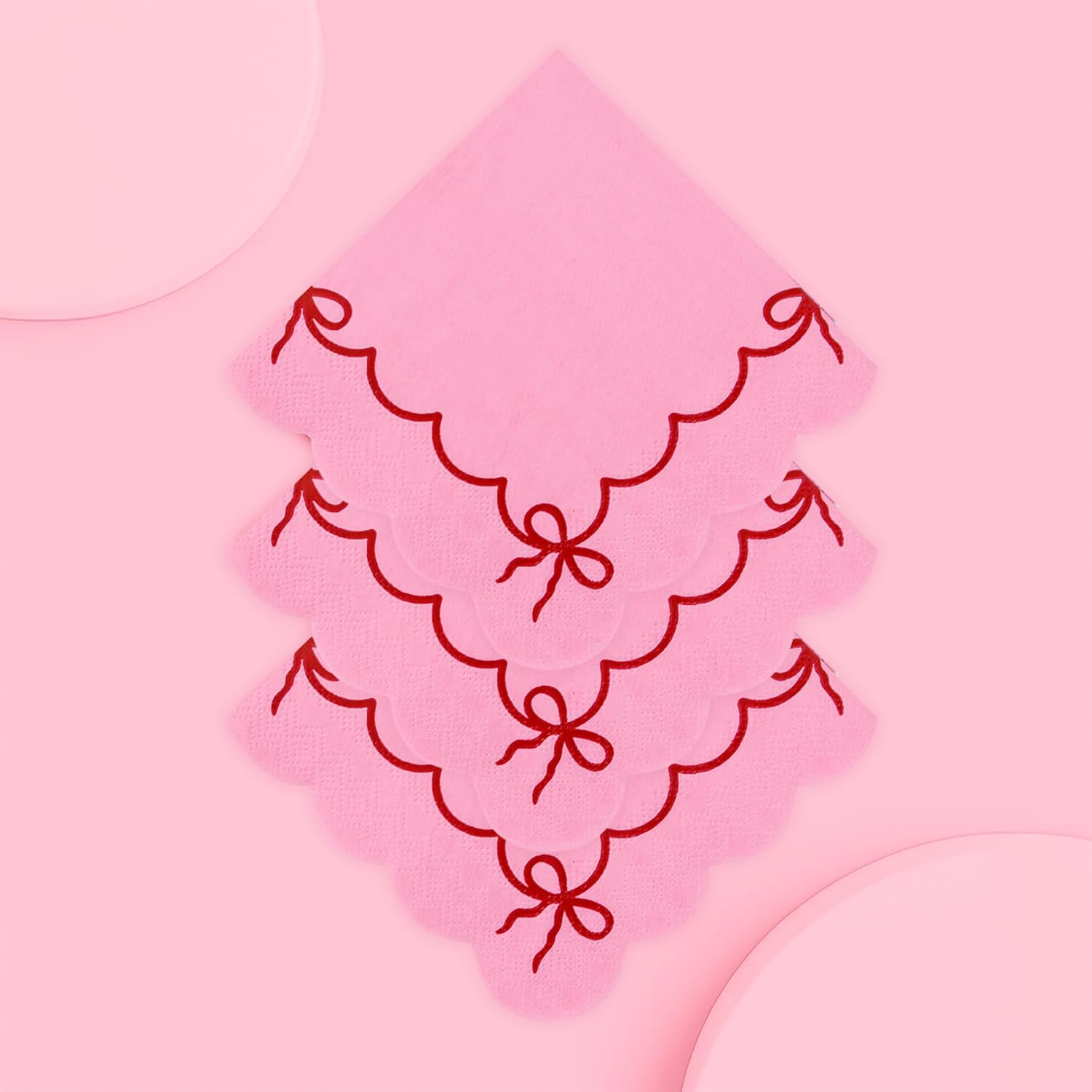 50PCS Pink Bow Cocktail Napkins, Pink Party Napkins for Birthday, Baby Shower, Bachelorette