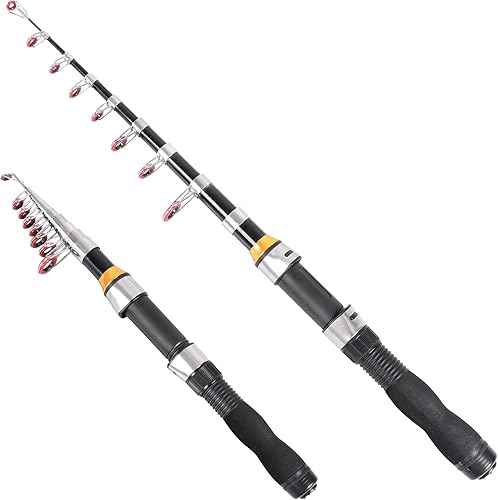 Miniatura 10 de Caña de pescar telescópica plegable extensible para agua salada y agua dulce, diseño ligero y compacto