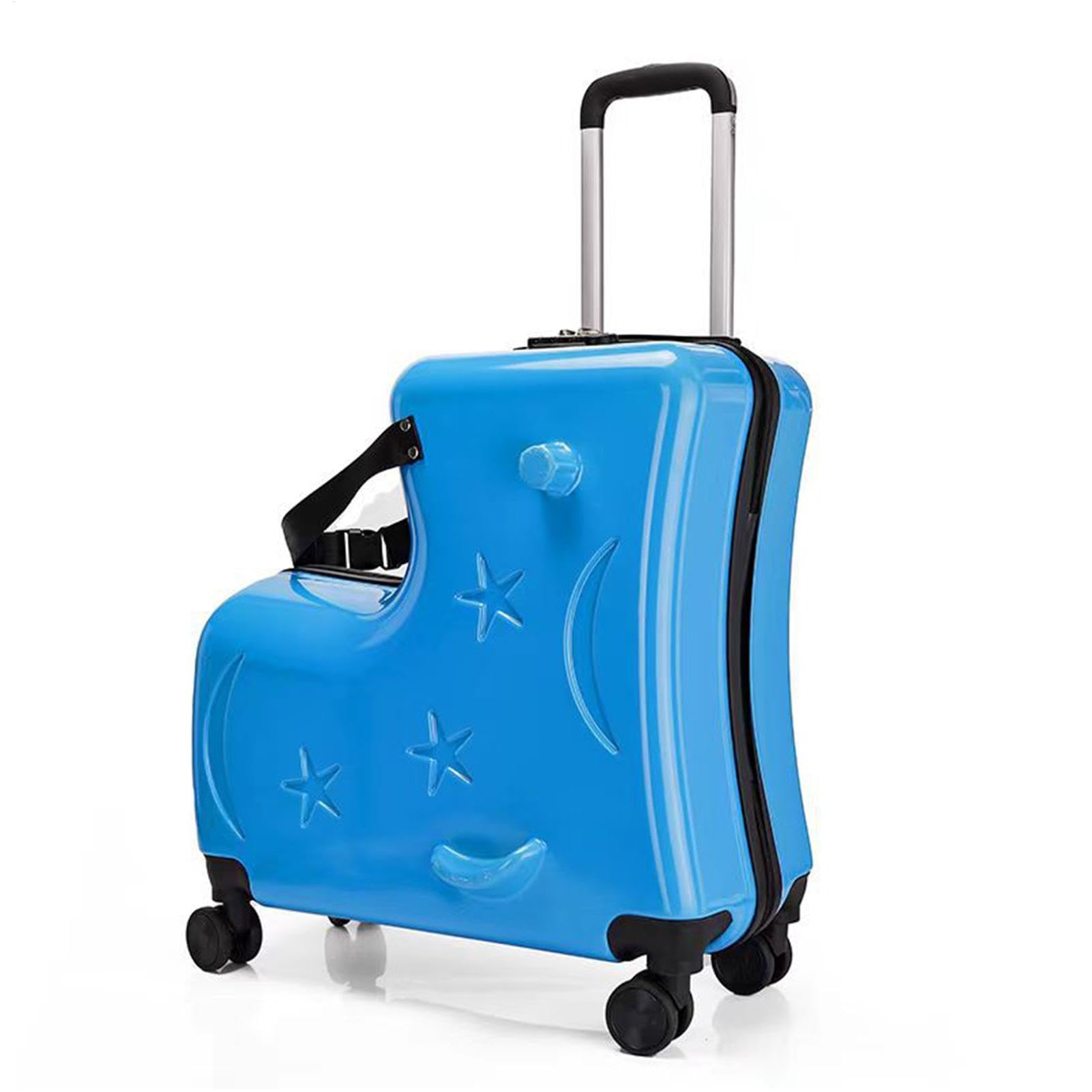 Kids Ride- Suitcase | 3-cyfrowy zamek kó?kach | 20 podró?y z pasami do siedzenia, peda?ami, uchwytami i cichymi ko?ami | Ride- Luggage for Boys & Girls, Lake Blue, riferimento alla