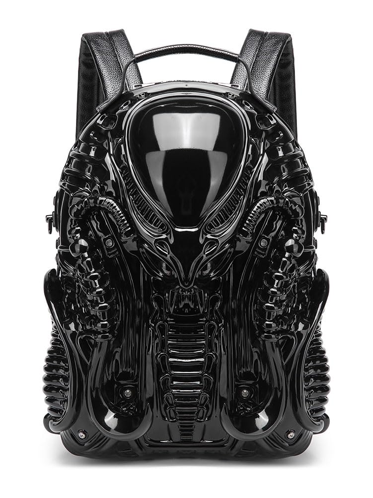 CADWON 3D Xenomorph Shaped Backpack, Y2K Personality Fashionable Travel Handbag Steam Punk for Men Women (black,1pcs)