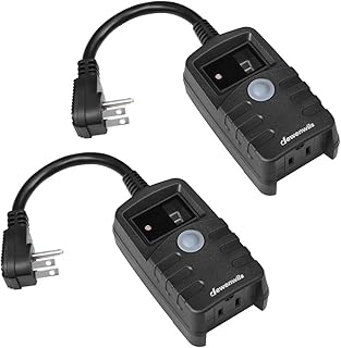 DEWENWILS Light Timer Outdoor Weatherproof for Halloween, Countdown Photocell Sensor Timer with Electrical Grounded Outlets for String Light, 13 A, 1/2 HP, UL Listed 2 Pack