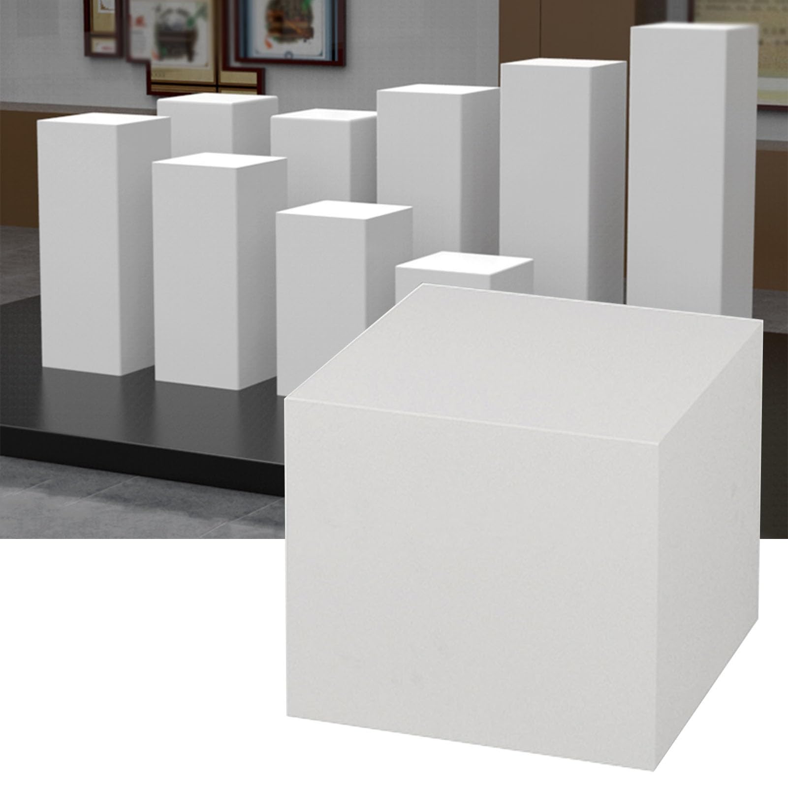 Banchi Mostra Bianchi Opachi, Piedistalli Espositori Colonne Quadrate Negozi Abbigliamento, Stand Espositivo Pillar Negozio Abiti Sposa Feste, Decorazioni (Colore : White, Taglia : 40X40X80c