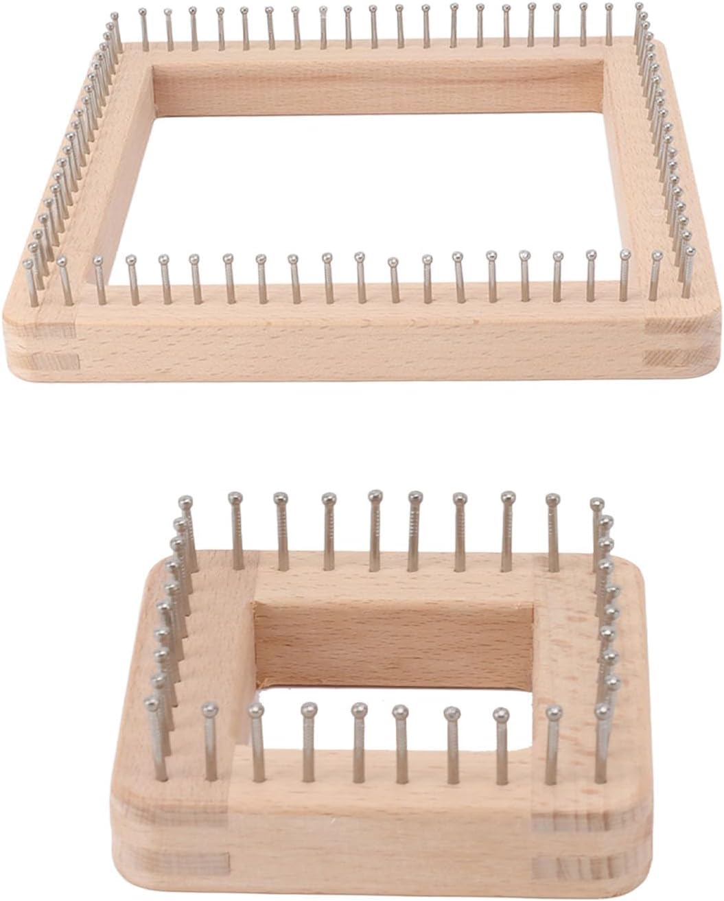 Square Knitting Loom, Wooden Knitting Tool, Mini Square Knitting Tool with Hooks Wooden Crochet Board for Weaving Mat Hairband Blanket Sock(Small)