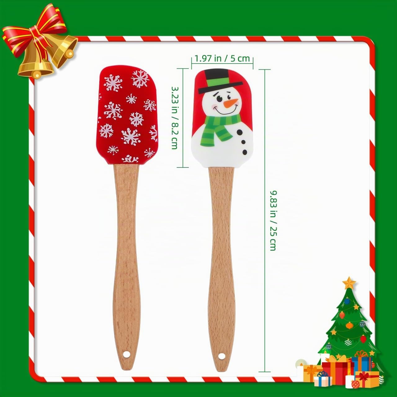 Operitacx 8 StüCk Silicone Teigschaber Weihnachten, Teigspachtel Silikon Spatel Klein HitzebestäNdige FüR Butter, KäSe, Sahne