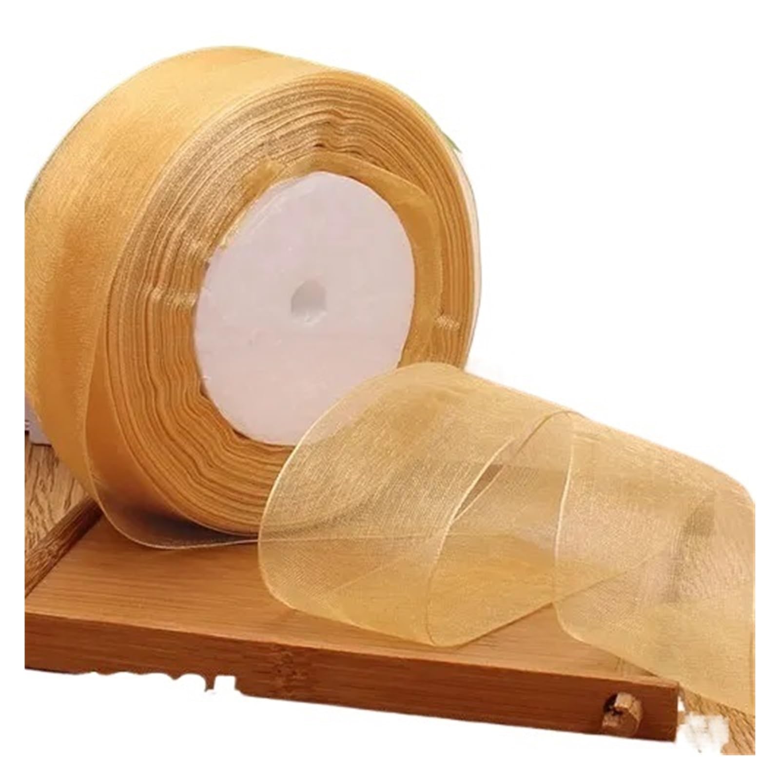 Wstążka, wstążki do pakowania prezentów, Wstążka organza wielokolorowa, różne szerokości, opakowanie 2 szt(In Gold,25mm organza ribbon)