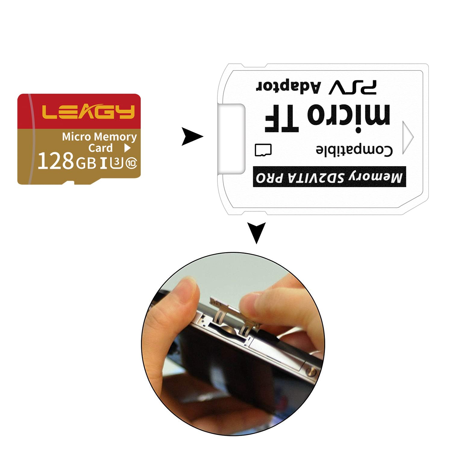 LEAGY Ultimate Wersja SD2Vita 5.0 Adapter Karty Pamięci, PS Vita PSVSD Adapter Micro SD Do PSV 1000/2000 PSTV FW 3.60 HENkaku Enso