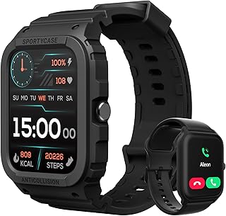 COLOY Smart Watch Alexa Built-in, 1.8" Fitness Tracker with Answer/Make Call, IP68 Waterproof, Heart Rate, Blood Oxygen, Sleep Tracker, Fitness Watch with 2 Straps for Men, Compatible iOS Andorid