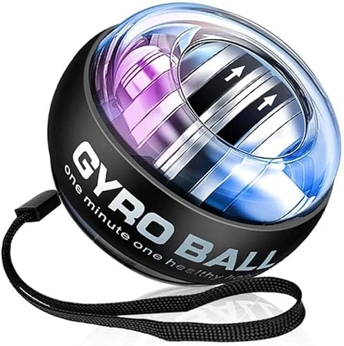 Gyro Ball Bilek Güçlendirici, LED Işıklı Otomatik Başlatma, Taşınabilir El Egzersiz Topu, Ön Kol Güçlendirme Rehabilitasyon ve Kas Güçlendirme İçin,