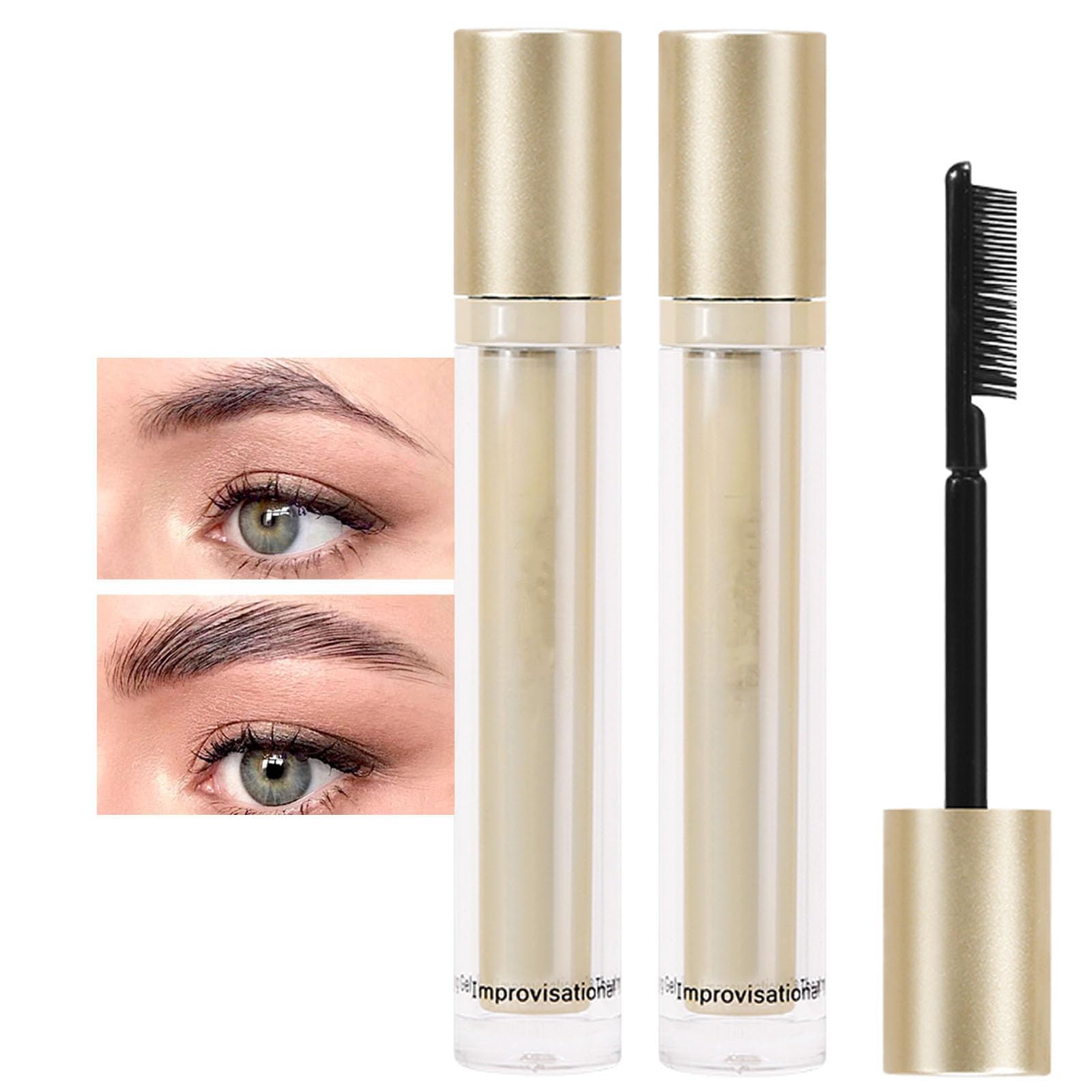 Azonee2 Pcs Clear Eyebrow Setting Gels, Waterproof Sweat-Proof Eyebrow Fix Gel, Transfer Proof Eyebrow Mascara, Brows Styling Liquid, Transparent Brow Lift Gel with Brush Head, Eyebrow Gel