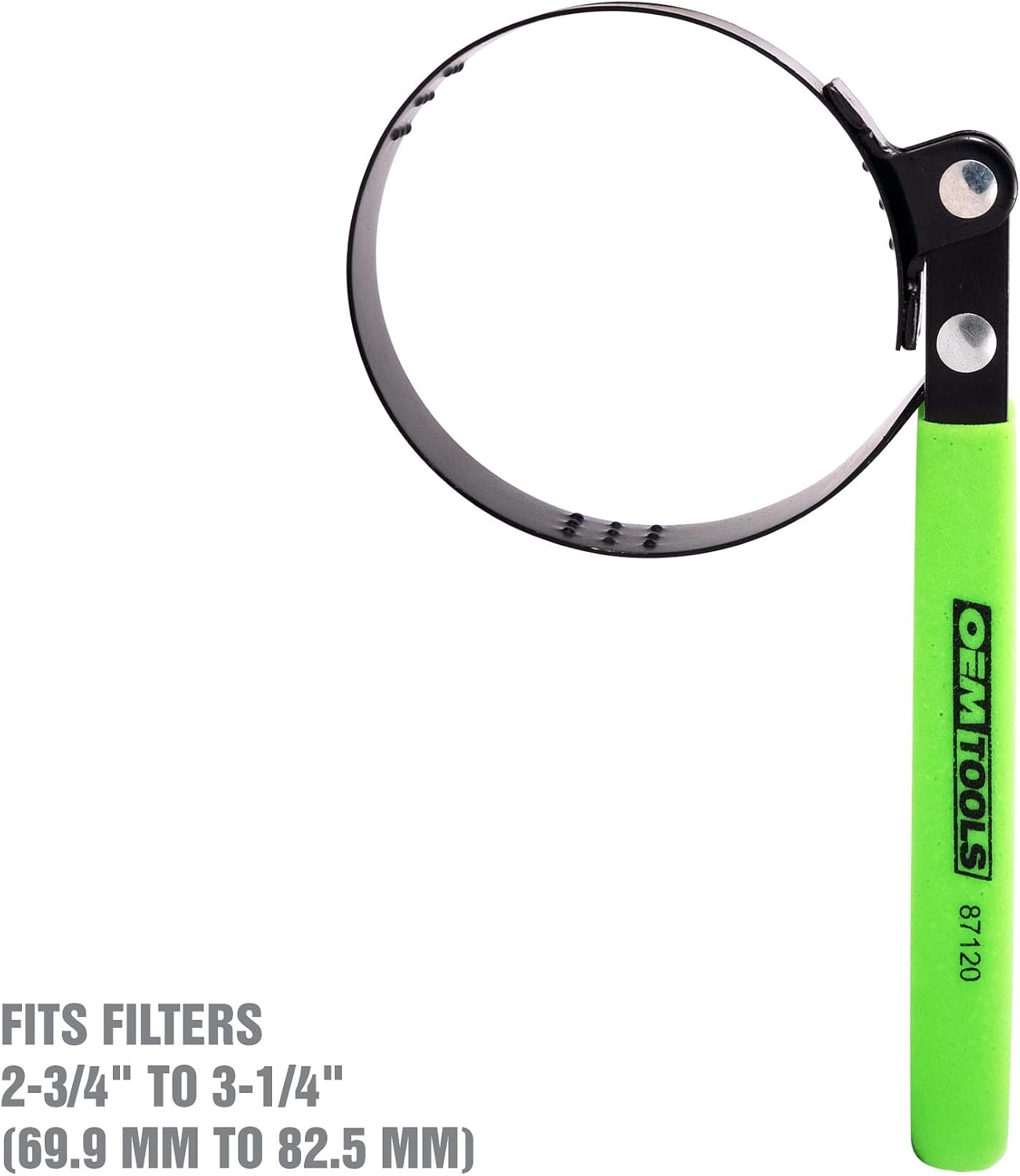 OEMTOOLS 87120 Small Oil Filter Wrench, Swivel Oil Filter Wrench for 2-3/4 Inch to 3-1/4 Inch Filters, Adjustable Oil Filter Removal Tool with Steel Band Grip
