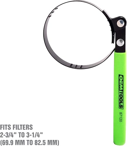 Miniatura 2 de OEMTOOLS 87120 Llave de filtro económica pequeña, ajustable de 2-34 a 3-14 pulgadas (2.756 in a 3.425 in), mango recubierto de vinilo para mayor