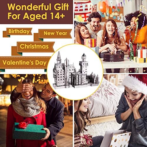 Piececool 3D Puzzles for Adults Metal Model Kits, Neuschwanstein Castle Architecture Building Kits, DIY 3D Metal Puzzle for Teen Boys Girls Students, Great Birthday Gifts, 64 Pcs 7 61TrcfY32ZL. AC
