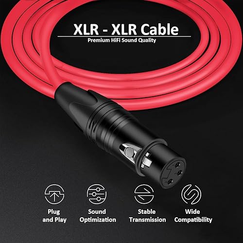 Miniatura 9 de DREMAKE Cable XLR de 3 pines macho a hembra para micrófono de baja Z para altavoz alimentado, LED DMX, efector, acualizador y más, 10 pies, color
