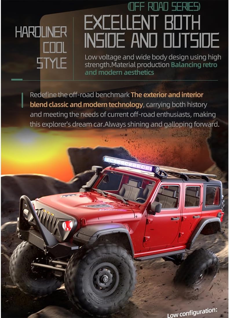 RC Crawler, 1:16 Scale All-Terrain 4WD 2.4G Full Proportional RC Rock Climbing Car with Led Lights & Independent Suspension for Indoor and Outdoor Play, Gift for Adults (R1601)