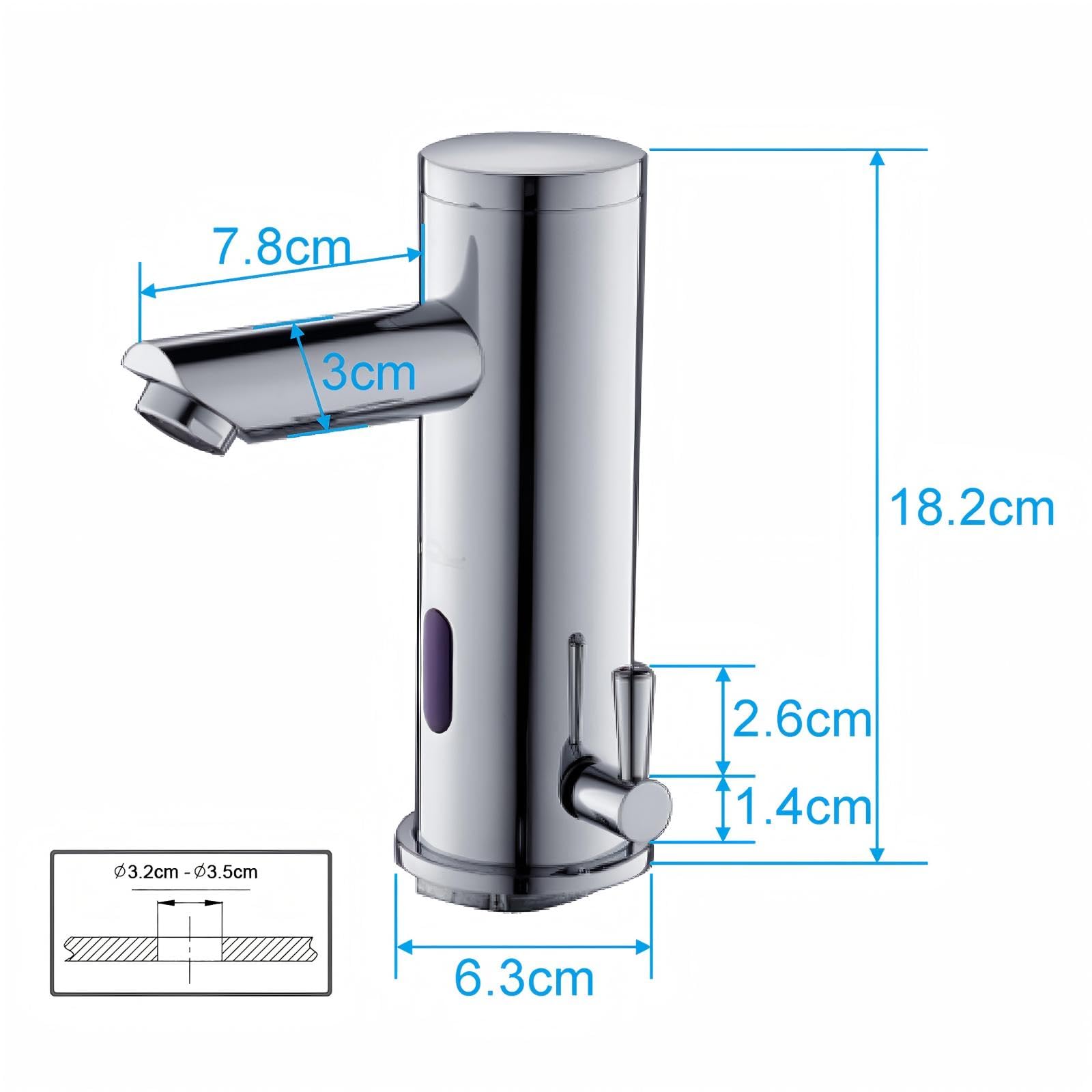 Auralum Rubinetto Automatico con Sensore ad Infrarossi Miscelatore Acqua Calda e Fredda per Lavabo Finitura Cromo