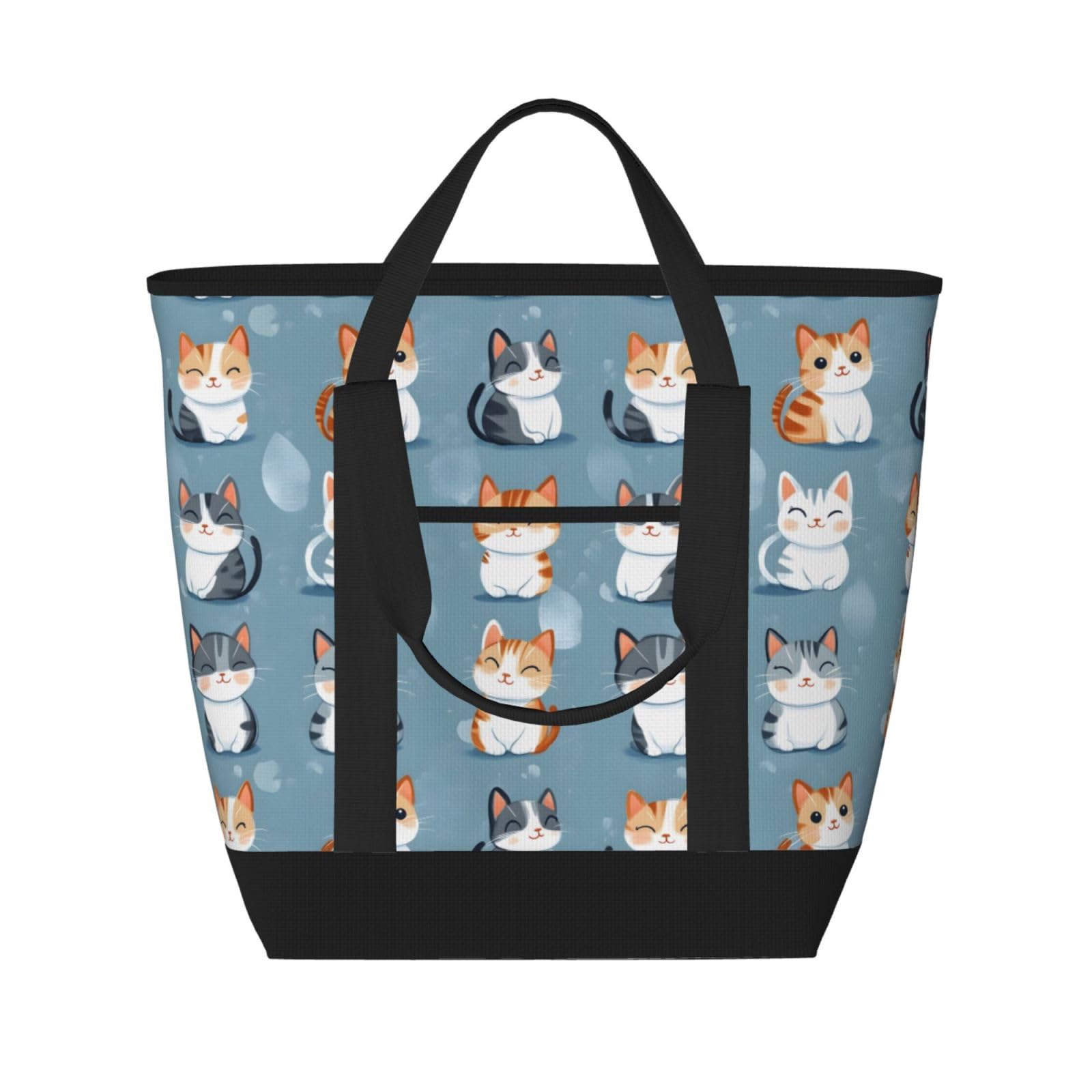 Sac isotherme courses pour repas froid et chaud avec fermeture éclair et imprimé chat
