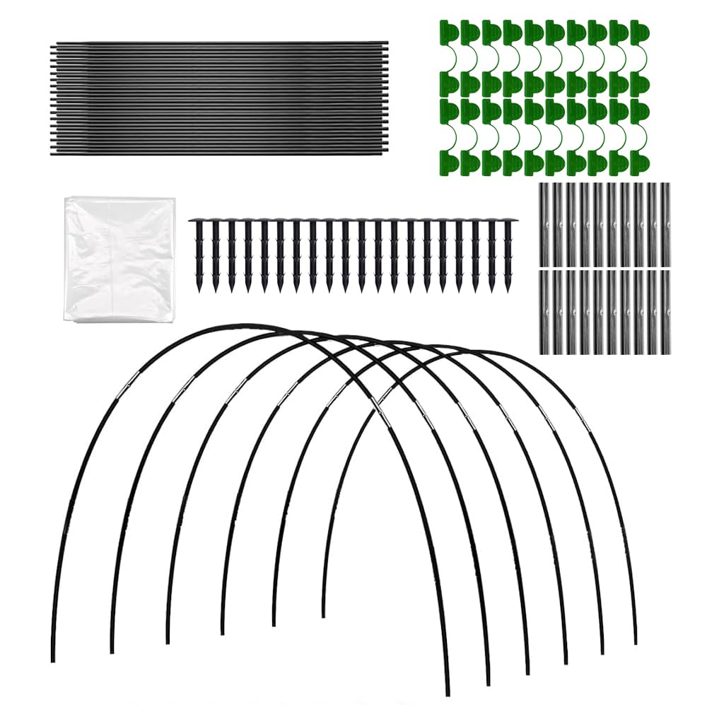Arcos para Invernadero, 30 Piezas Neumáticos de Invernadero, Túnel para Plantas, Aros de Soporte de Jardin con Pinchos y Clips, para Cultivar Túneles, para Protección de Plantas