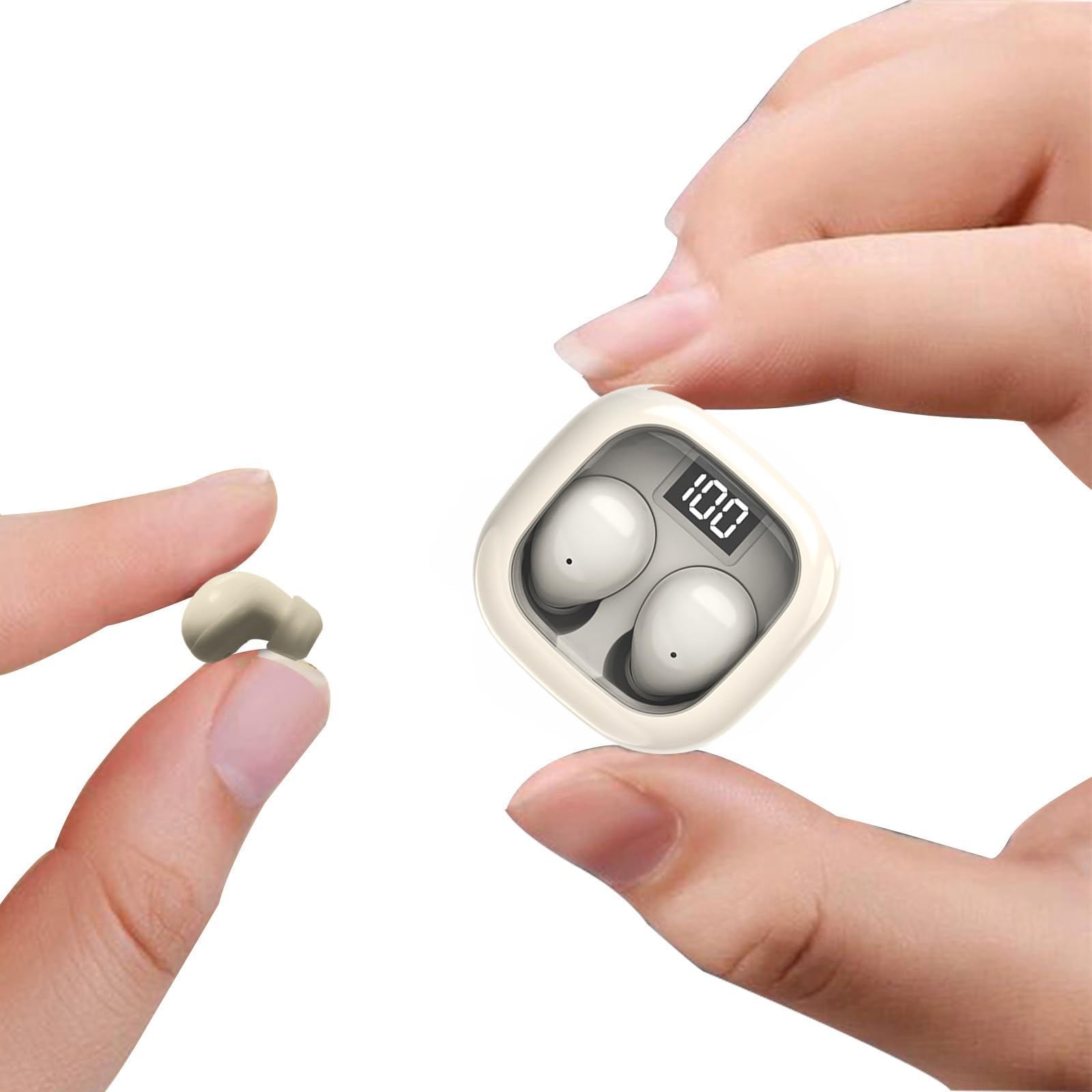 Mini Invisible Earbuds Bluetooth for Small Ear Canal Wireless in Ear Smallest Sleeping Headphones Ultra Small Tiny Sleep Hidden Earbuds for Side Sleepers Work Headsets Ear Buds Earphones with Mic