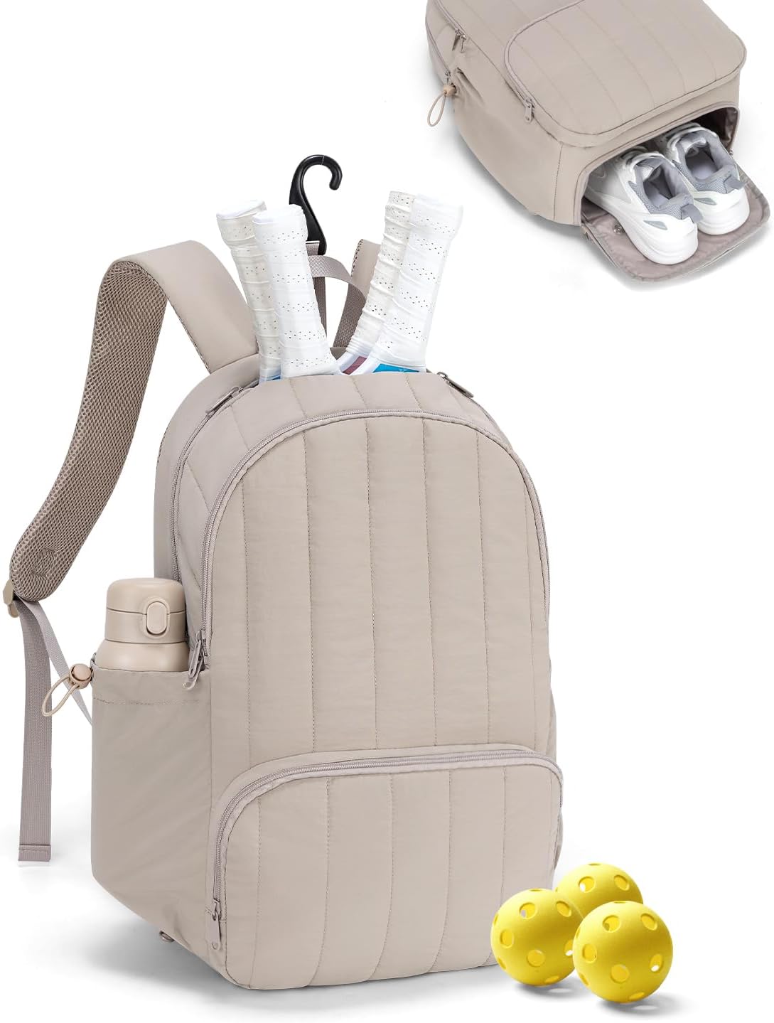 Pickleball Bag, Pickleball Backpack with Shoe Compartment and Paddle Slots, Large Sports Gym Backpack with Wet Pocket