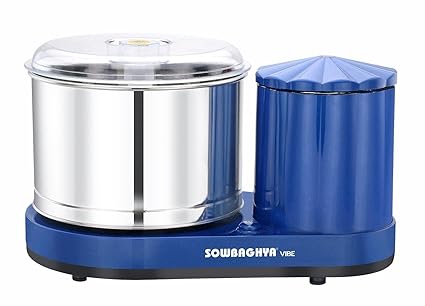 Sowbaghya Vibe 2Ltr Table Top Wet Grinder (Metallic Blue) | Heavy Duty Motor | Ideal for Your Kitchen | 2Ltr Wet Grinder for All Kinds of Batter for South Indian Dishes
