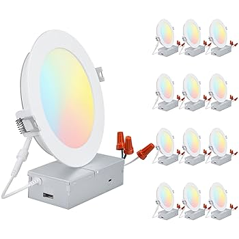 TORCHSTAR 12-Pack 5CCT 6 Inch Slim LED Recessed Lighting