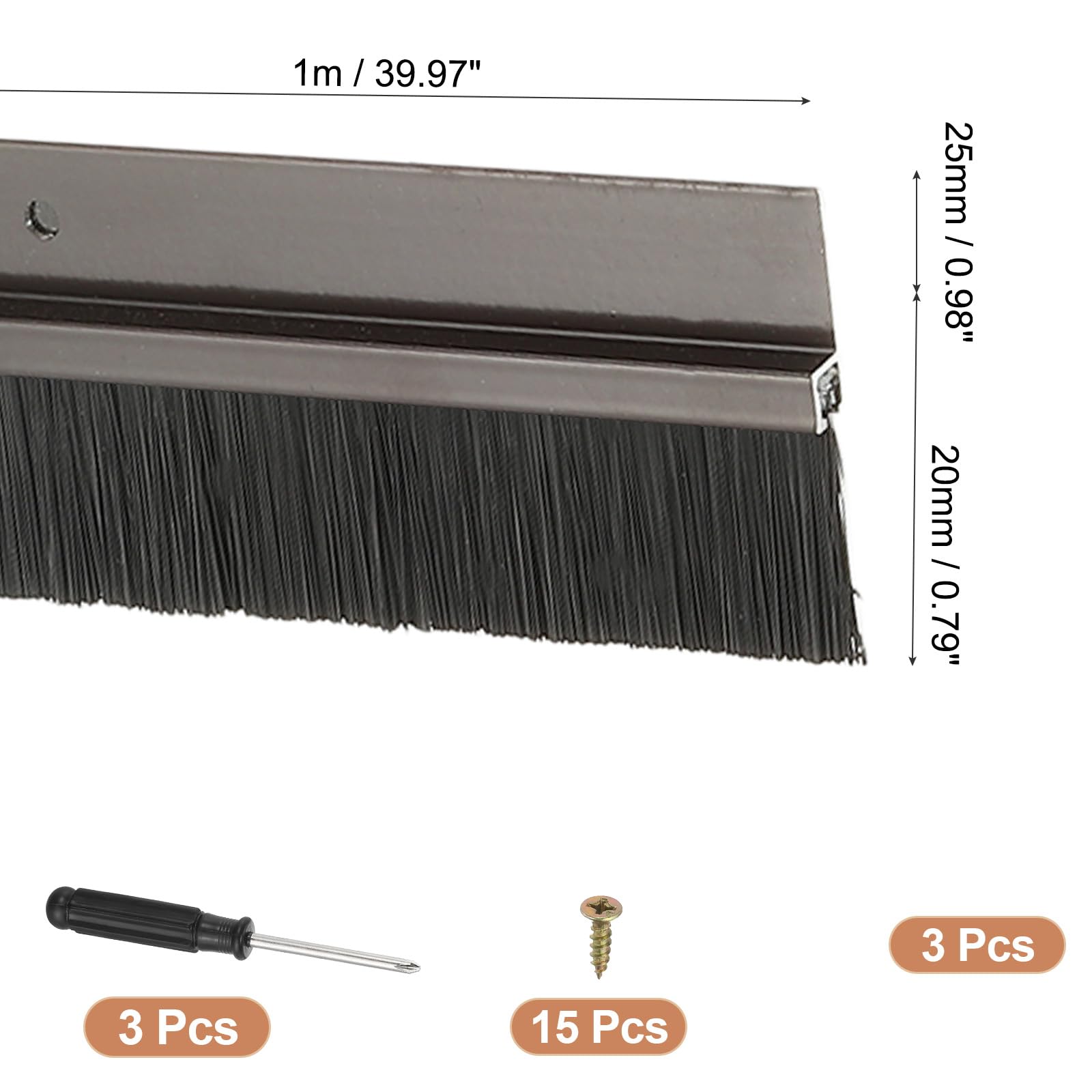 PATIKIL Door Brush Sweeps 0.79" Bristles x 39.37" Long - Image 2