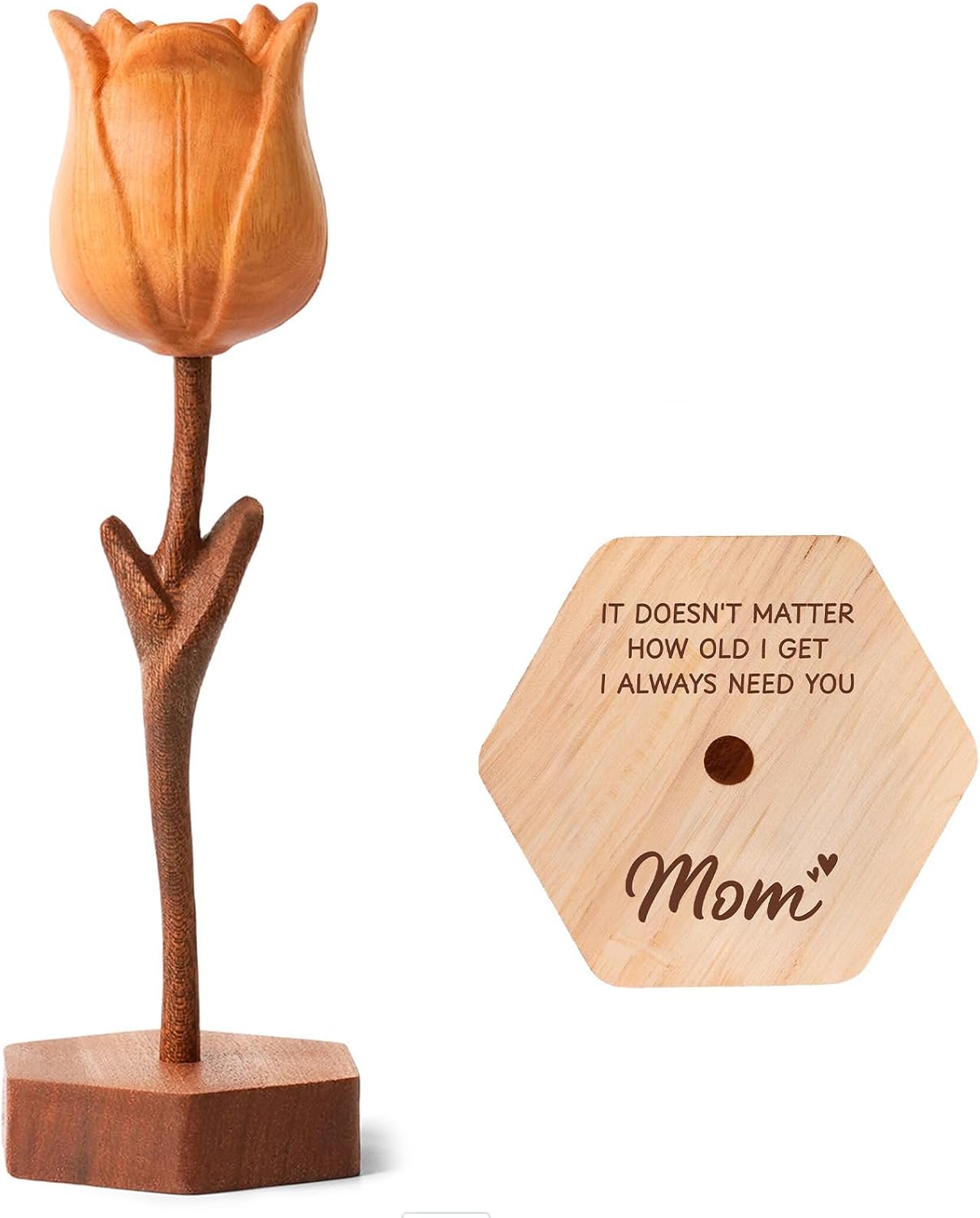 Wooden Tulip Forever Flower, Best Mom Ever Gifts for Mother's Day Birthday, Forever Flowers for Mom from Daughter Son, Unique Birthday Gifts for Moms, Home Decor