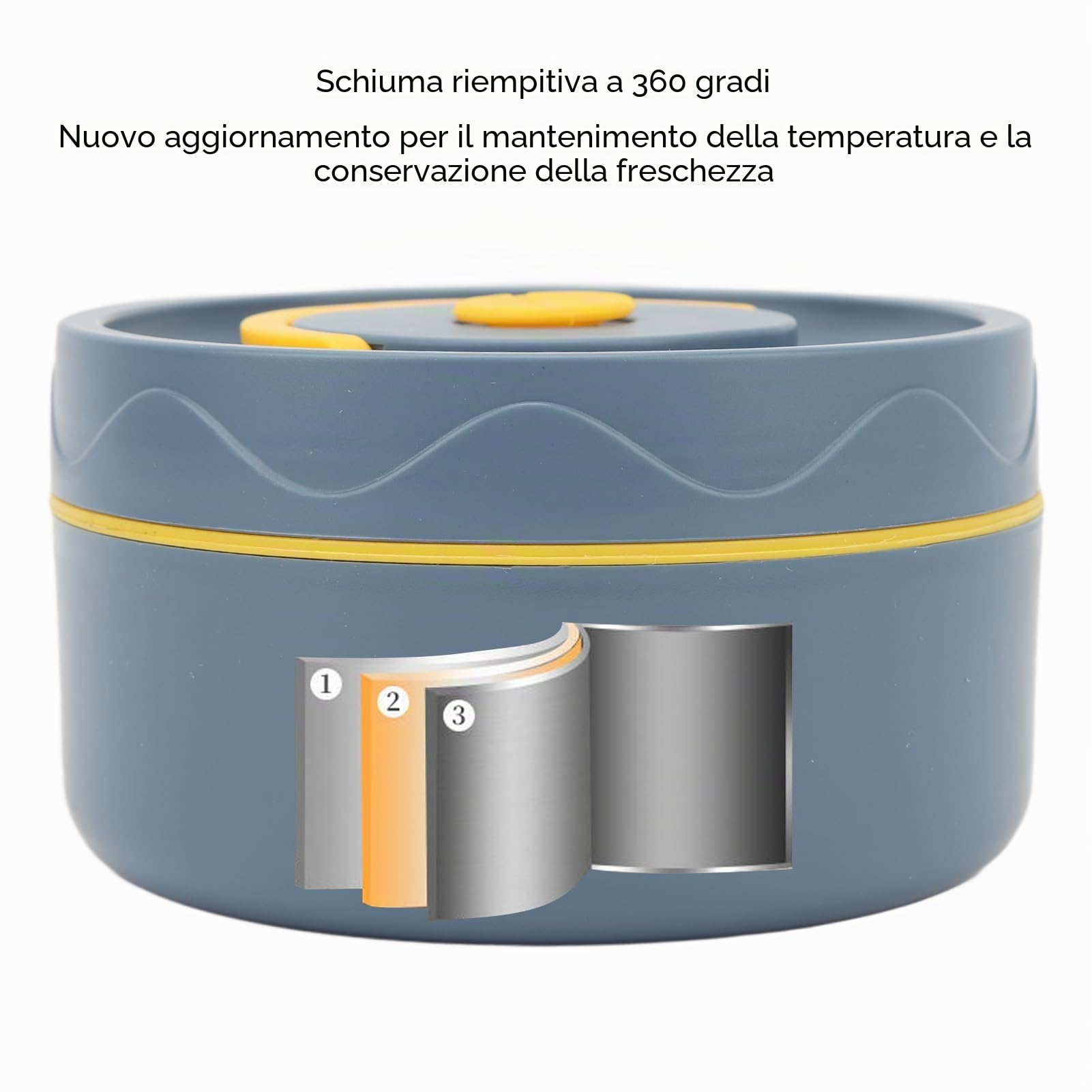 Zerodis Pentola Termica Portatile Contenitore Termico per Pranzo a Forma Rotonda in Acciaio Inossidabile 304 a Doppio Strato da Goditi Pasti Caldi Ovunque (Stile forno a