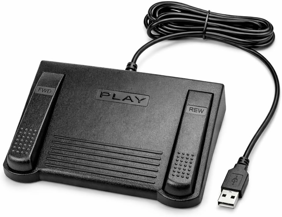 ECS-IN-USB-1 Foot Pedal Transcription Foot Control, Infinity, Ergonomic - Effortless Transcribing & Dictation, Transcribe & Dictate with Ease
