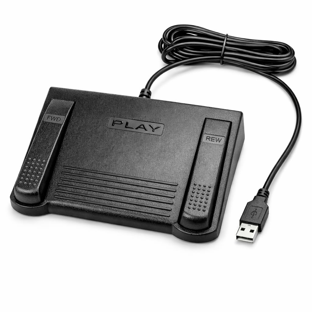ECS-IN-USB-1 Foot Pedal Transcription Foot Control, Infinity, Ergonomic - Effortless Transcribing & Dictation, Transcribe & Dictate with Ease