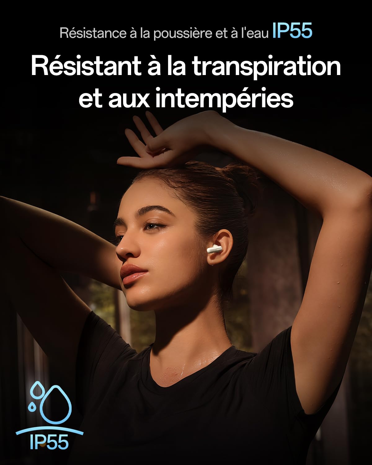 OPPO Enco Air5 Pro Écouteurs True Wireless, Bluetooth 6.0 Stéréo Intra, Réduction Active du Bruit 55dB, Triple Micro Appels Clairs IA, Hi-Res Audio, 54H Autonomie, Basses Profondes, IP55, Matte Black