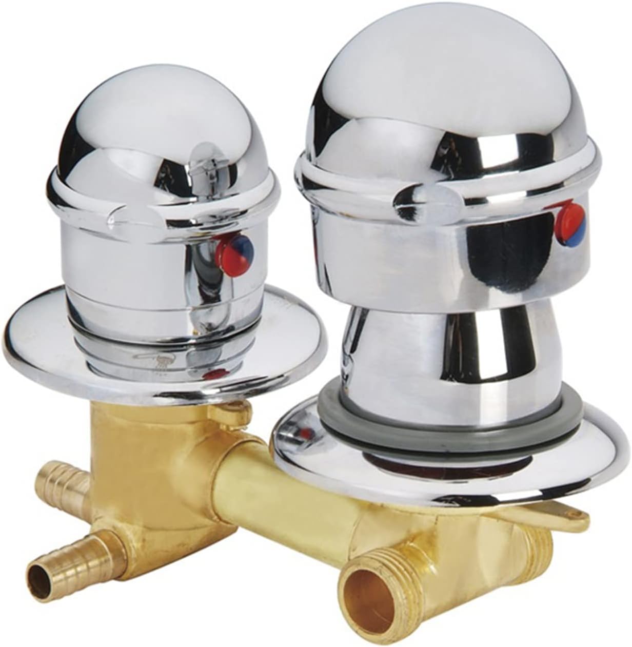 Concealed 2/3/4/5 Water Outlet Brass Shower Tap Screw Thread/Intubation Copper Cabin Room Mixing Valve, G1/2" Cold and Hot Mixed Diverter Faucet for Bathroom, Ceramic Cartridge (2 ways intubation)