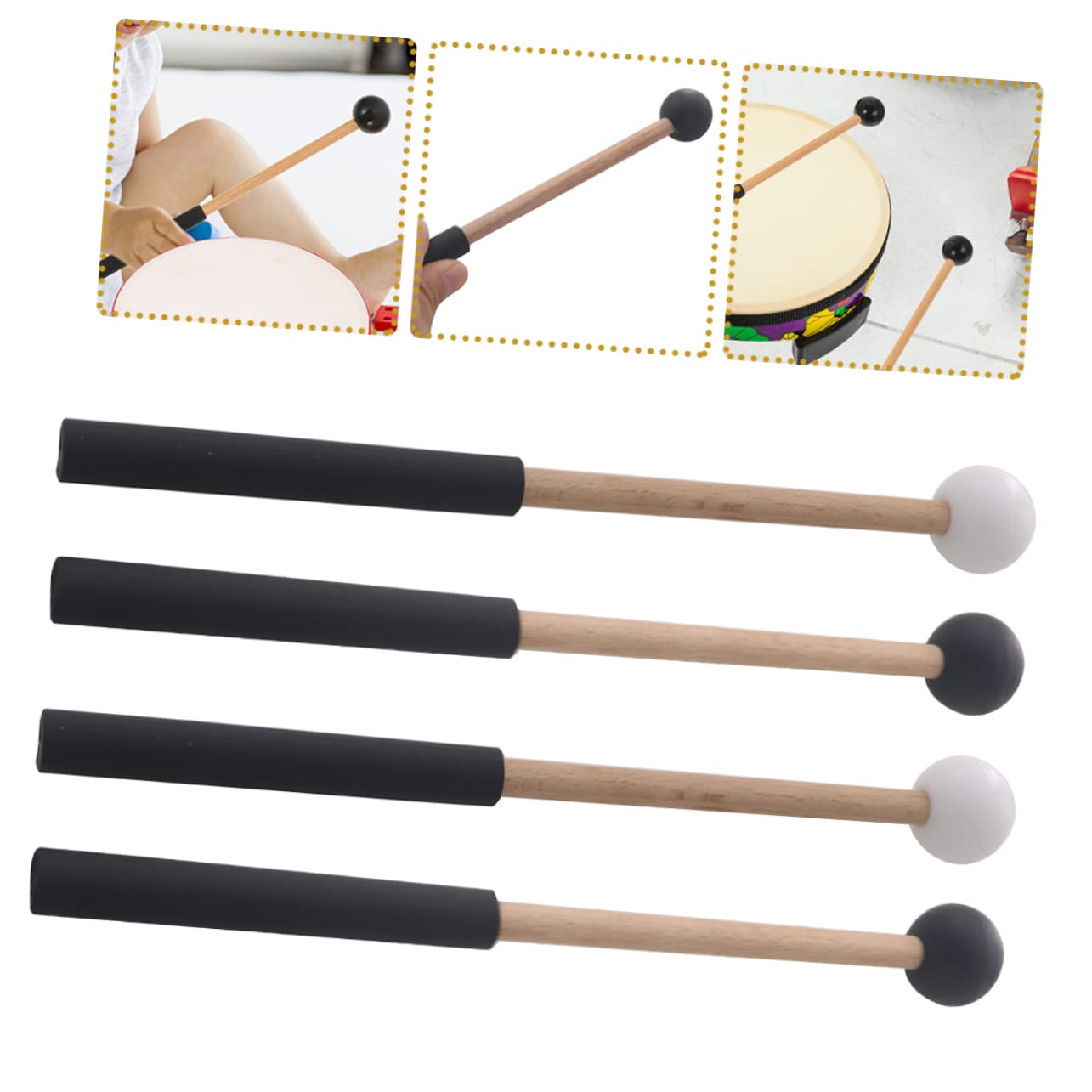ibasenice 6paare Holzschlägel Für Marimba Und Zungentrommel Langlebige Percussion Mallets Für Anfänger Und Profis Komfortabler Griff