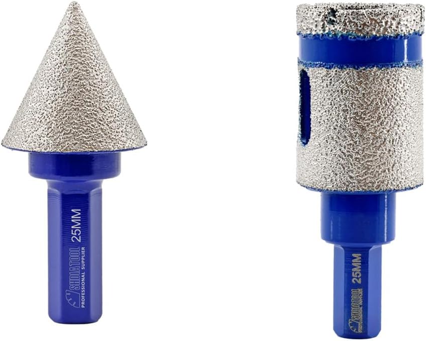 SHDIATOOL Diamond Chamfer Bits,Milling Bits Drill Core Bits Set for Porcelain, Hole Saw Cutter for Tile Marble Ceramic Granite