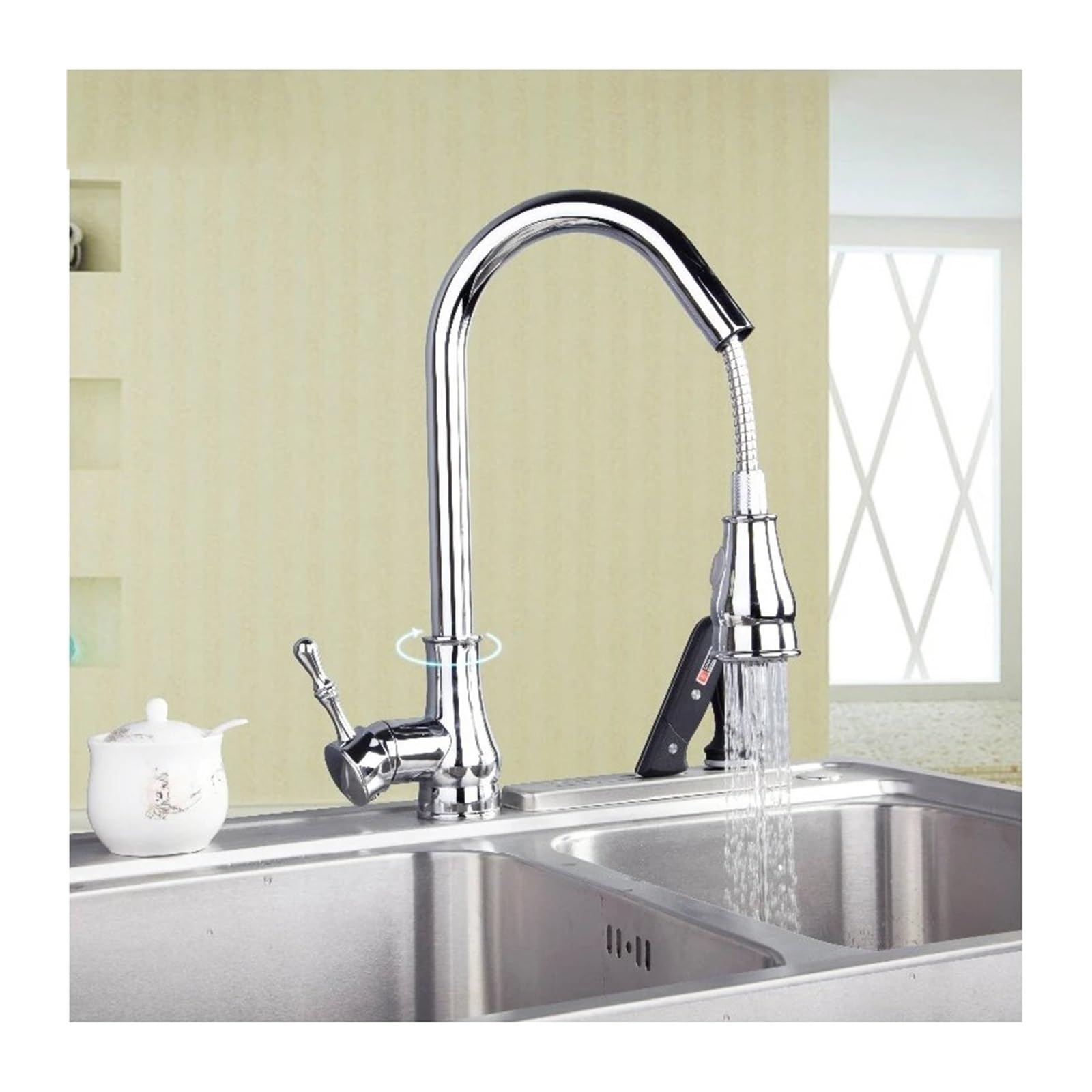 TAPS Piastra oro Cromo in ottone girevole estrazione 2 funzioni spray da cucina a montaggio morso di lavaggio per lavacasina lavello del vaso di lavandino, rubinetto inossidabile Beauty Comes
