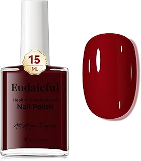 Cherry Red Nail Polish: Quick Dry Nail Polish Fingernail Polish for Women Non Gel Air Drying, Nail Lacquer for Nail Art Manicure Home DIY, 15ML
