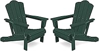 Vista 75 de KINGYES - Silla Adirondack plegable, sillas de patio de polietileno de alta densidad para todo tipo de clima, silla de césped con textura de madera