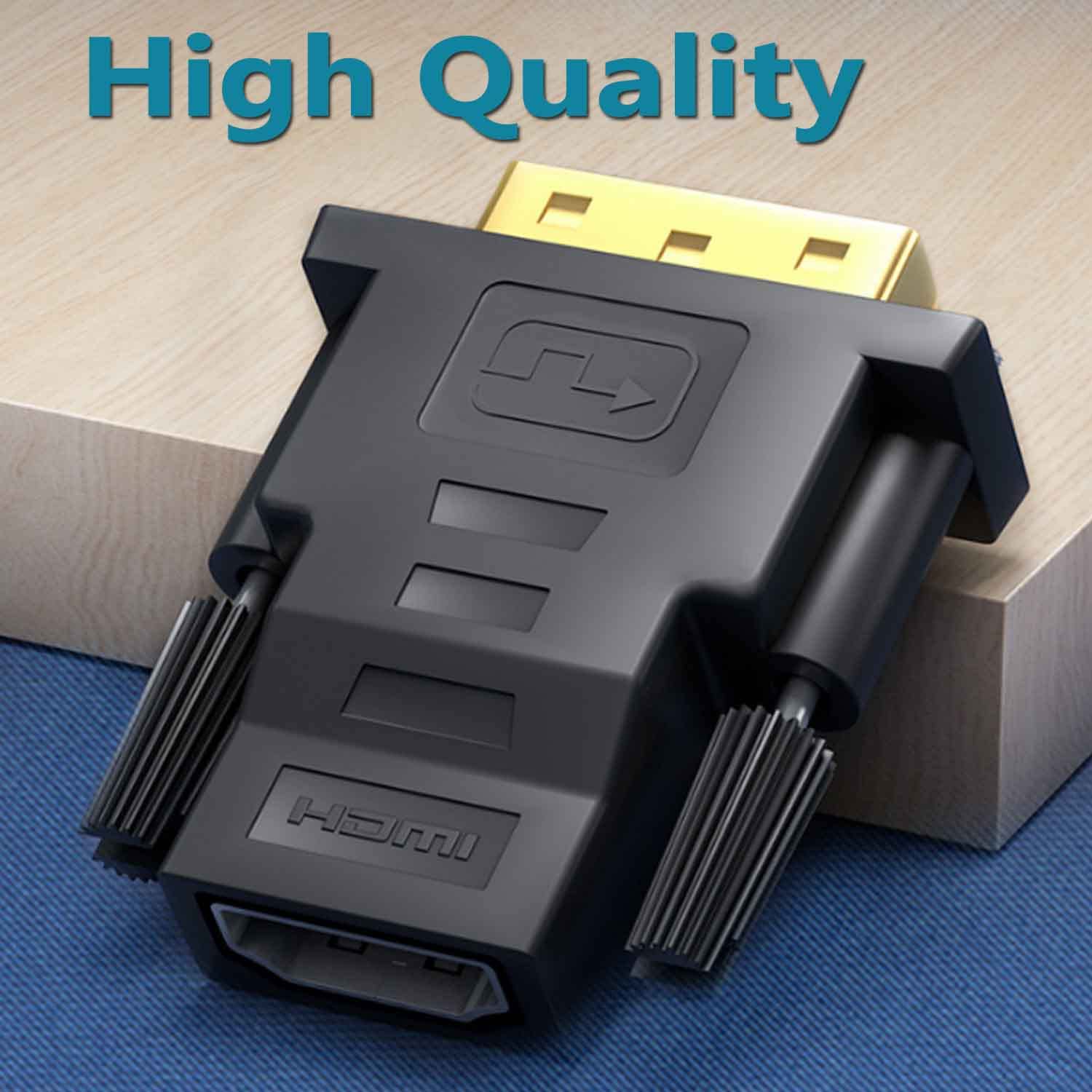 Adattatore HDMI-DVI, Connettore DVI su HDMI 1080P Full HD Bidirezionale DVI-D 24+1 Maschio HDMI Femmina Connettori Video Digitale Adatto per Desktop,Videoproiettori,TV,Tenere Sotto Controllo